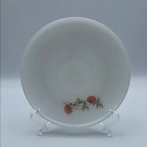 Vintage Fire King Oven Ware Made‎ in the USA Fleurete Floral White Saucer Plate